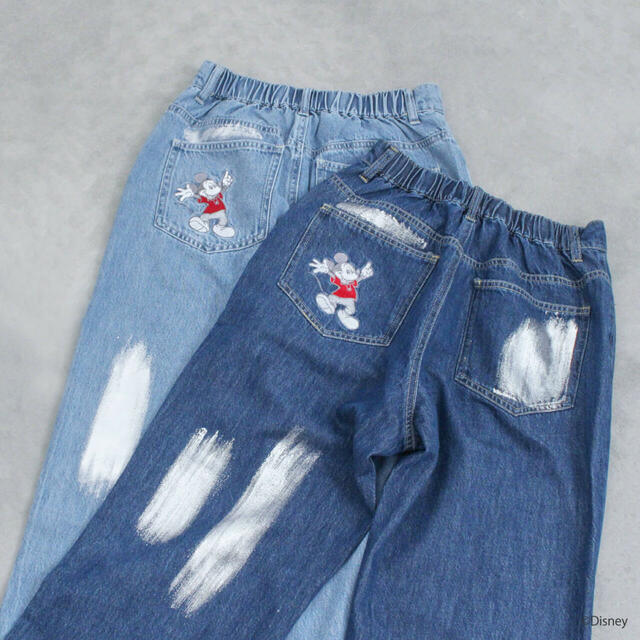 【Disney】ミッキー&フレンズ/箔プリントデニムパンツ ¥5,390