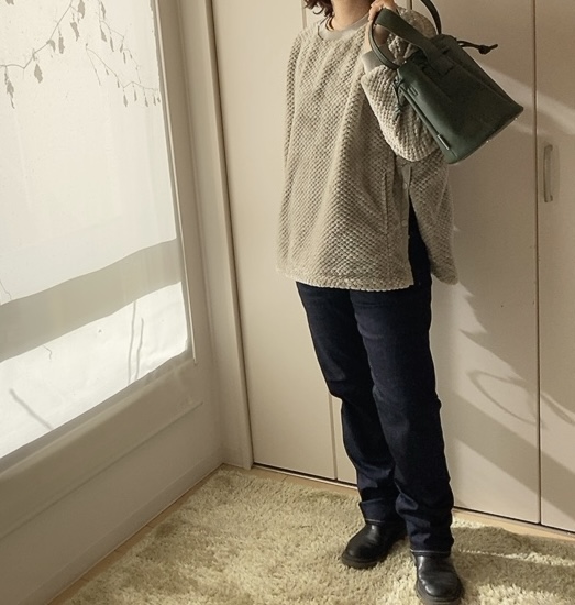 【ワークマン グリーンテックウォーミーデニムパンツ】ダイヤフリーストップスを組み合わせて