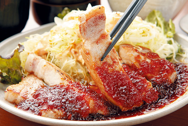 お好み焼 のんの　ポークステーキ定食 800円