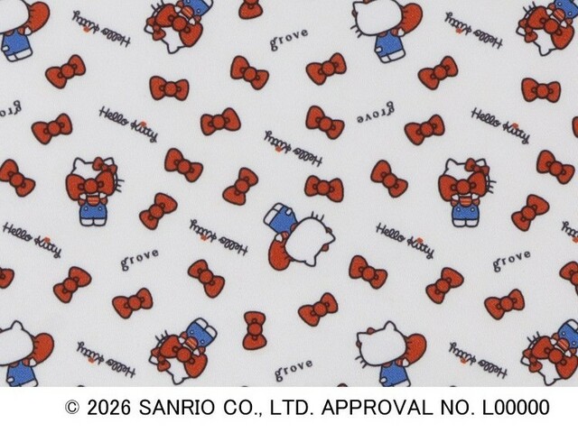 【ハローキティ】シェル型フェイスポーチ　裏地はリボンとハローキティの総柄