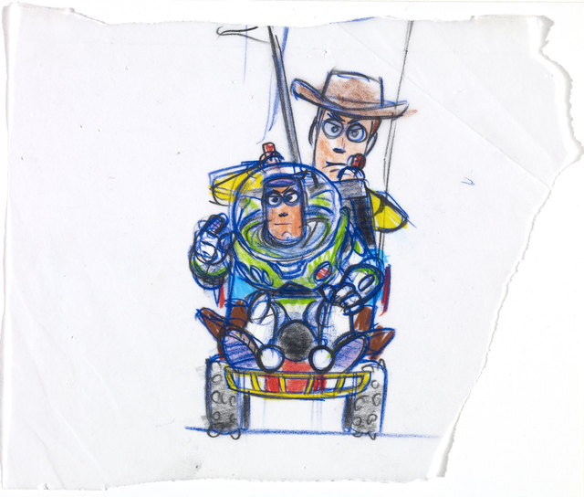 ボブ・ポーリー｜≪ウッディとバズ≫｜『トイ・ストーリー』（1995年）｜複製（マーカー、鉛筆／紙）｜©Disney/Pixar