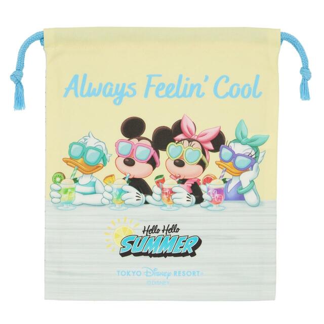 きんちゃく 950円|夏の東京ディズニーリゾート「Hello Hello SUMMER!」グッズ|販売店舗:東京ディズニーランド「グランドエンポーリアム」、東京ディズニーシー「タワー・オブ・テラー・メモラビリア」|発売日:2026年6月11日(木)
