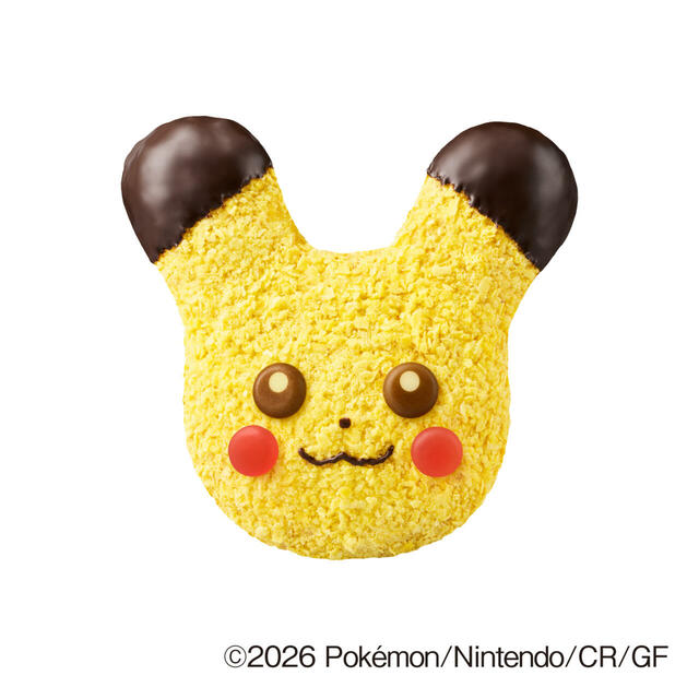 「もふもふ ピカチュウ ドーナツ」<価格:テイクアウト:345円/イートイン:352円>【アローラディグダもヤドンも!ミスタードーナツに登場した歴代ポケモンが大集合!2026年10月27日よりネットオーダー先行予約スタート!】