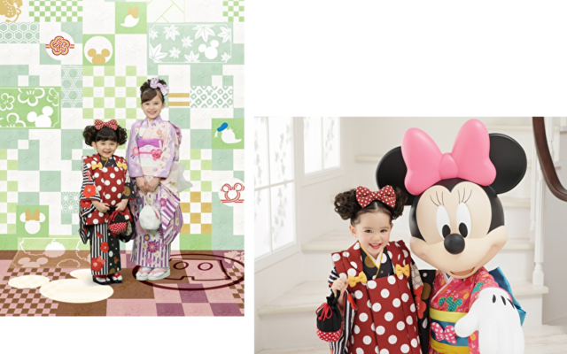 ディズニー人気キャラクターの着物＆背景画像