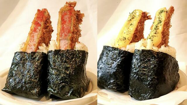 「ちよ松とんかつおにぎり　¥600(税込) / 1個、ちよ松とんかつおにぎりダブルチーズ  ¥600(税込) / 1個」【とんかつおにぎり ちよ松】