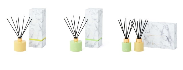 【ピエール・エルメ・パリ×Francfranc】「PH / フレグランスディフューザー」各¥4,200、「PH / フレグランスディフューザー ミニサイズセット」¥3,600