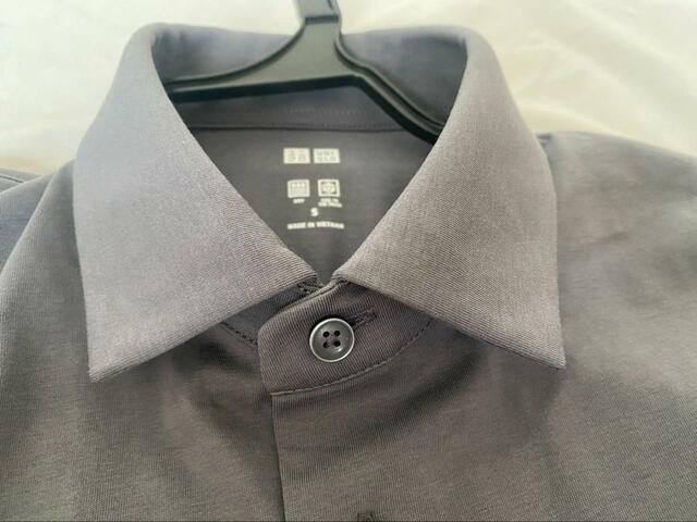 【ユニクロ エアリズムポロシャツ（フルオープン・半袖）】襟もしっかりとした作りなのでキレイに見える