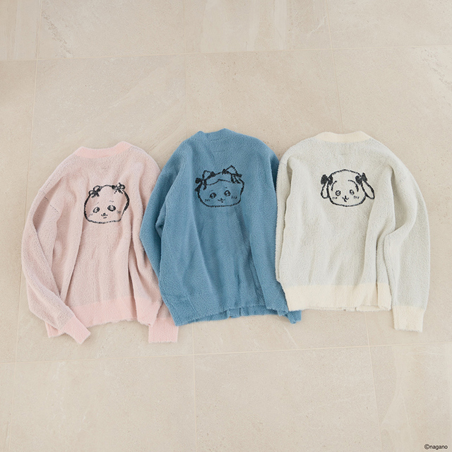 【LOWRYS FARM「ちいかわ」スペシャルコレクション】ニットカーディガン／ちいかわ、ハチワレ、うさぎ（サイズ：FREE／税込8,800円）