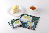 「ハンカチ1色+スーパーメロンショートケーキ」<価格:(テイクアウト)¥4,840/(イートイン)¥6,500>【【ホテルニューオータニ×FEILER】スイーツ好きもフェイラーファンも必見の“限定コラボハンカチ”!】