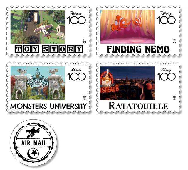 H賞 切手風ステッカーセット｜Happyくじ「Disney100」