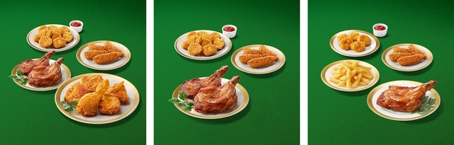 「クリスマスパック A」「クリスマスパック B」「バーベキューチキン コンボ」