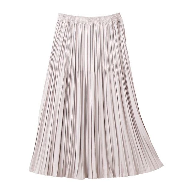 レディース撥水ランダムプリーツスカート(税込1,900円)グレージュ