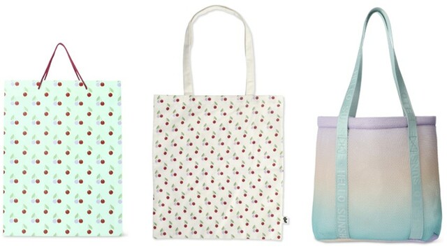 左）ショッピングバッグ 165円中）トートバッグ 385円右）バッグ 1,320円