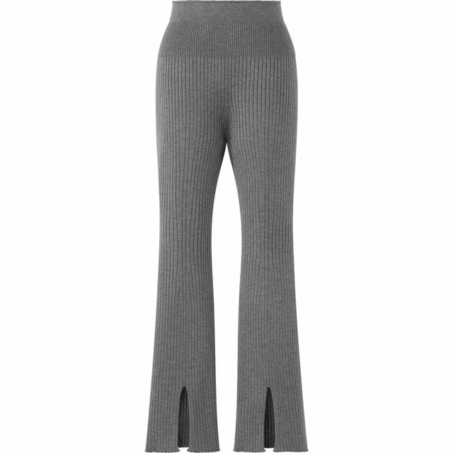 3Dリブフロントスリットパンツ