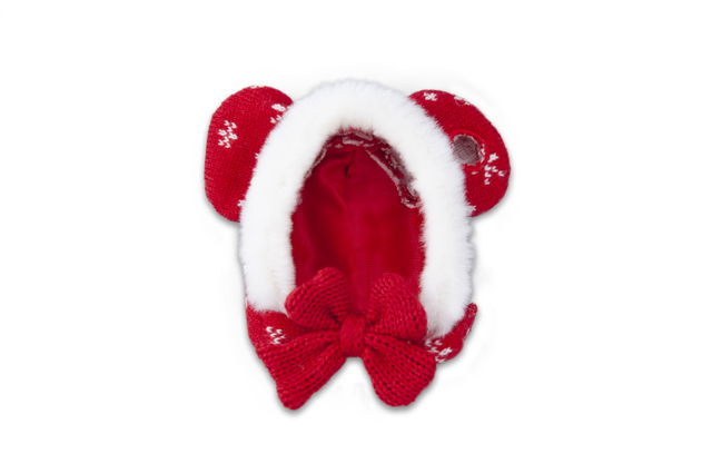 ヘッドウェア「フード(レッド)」400円|スノースノー“メイク・イット・マイン”|2018年11月6日(火)発売|販売店舗 東京ディズニーランド「フロンティア・ウッドクラフト」|東京ディズニーリゾート「ディズニー・クリスマス」