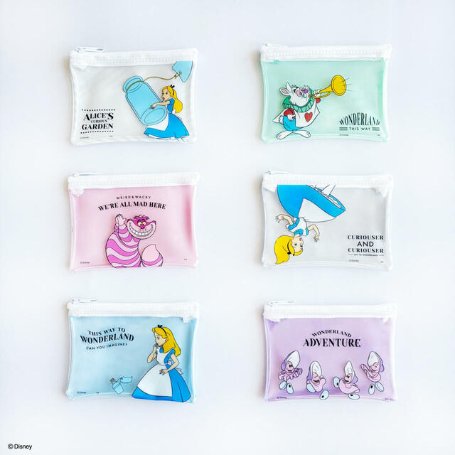 ミニクリアポーチ 各220円｜キャンドゥ ディズニー『ふしぎの国のアリス』コレクション