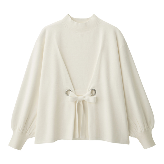 ウエストタイセーター（長袖）オフホワイト