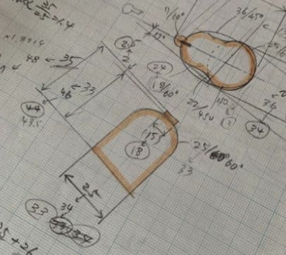 【制作工程５】各サイズの記された設計図