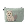【銀座ロフト「旅する動物園」】「那須どうぶつ王国」サガラ刺繍ポーチ　ホッキョクオオカミ　2,112円