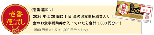 「壱番運試し」＜価格：2,500円（税込）＞【2,500円分のお食事補助券＆グッズが入った「ココイチ福袋2026」12月26日より店頭にて数量限定で販売開始！】