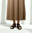 【無印良品 鹿の子編みスリーブレスポロワンピース】身長166cm・Lサイズ着用。くるぶしから10cmほど上の丈感です