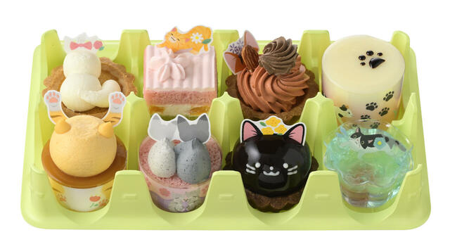 「ねこにまみれる(8個入)」<価格:2,916円(税込)>【どの猫を選ぶ?銀座コージーコーナーに“猫の日”にぴったりな猫スイーツが登場!WEB予約も受付中!】