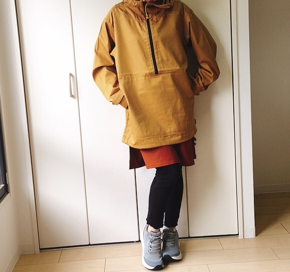 【ワークマン 綿アノラックパーカー】スカートと合わせたワークマン女子コーデ