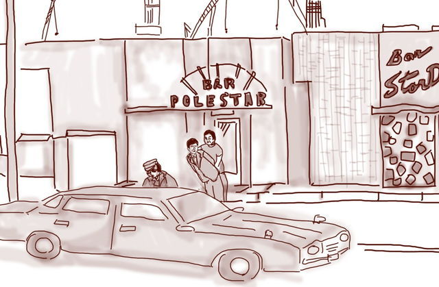 第2話「救出」で拘束される町田刑事（ドラマ再現イラスト：ナリタノゾミ）