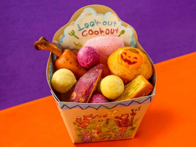 【ディズニー・ハロウィーン】スペシャルメニュー スペシャルロストキッズスナックボックス| ¥980 販売場所:ルックアウト・クックアウト