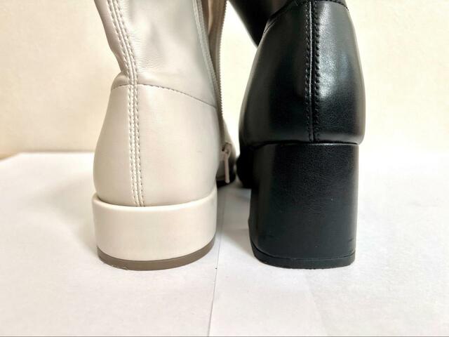 【GU ウルトラストレッチローヒールブーツ（2023)ウルトラストレッチヒールブーツ(2022) 】ヒールの高さは一目瞭然