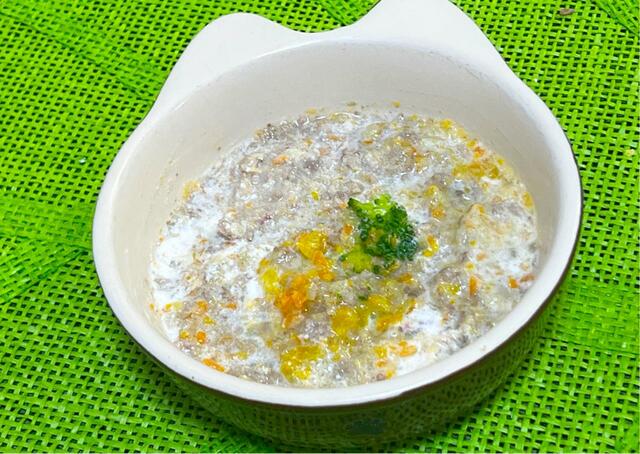 【帝塚山WANBANA犬用アイス】混ぜるだけだから簡単！クリームシチュー完成です