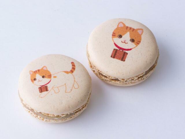 「プリントマカロン にゃらん」＜価格：1個 540円（税込）＞【【2月22日は猫の日】グランスタ東京に「じゃらん」公式キャラクター“にゃらん”のスイーツ・グルメ・雑貨が大集合！】