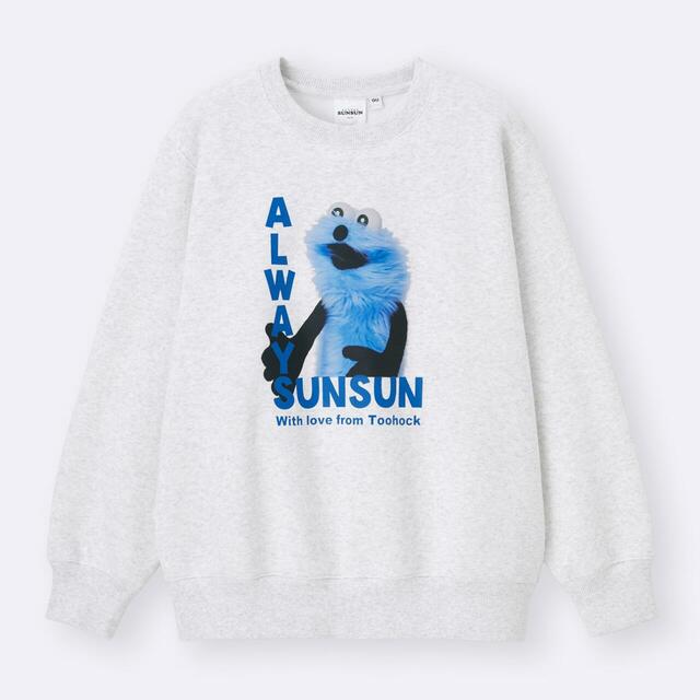 【GU×パペットスンスン】ヘビーウェイトスウェットプルオーバー パペットスンスン（税込2,990円）