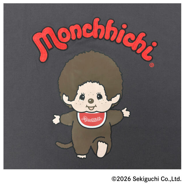 【イオン限定「モンチッチ」プリントＴシャツ】チャコール