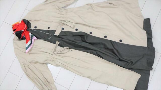 【coca 2wayウエストプリーツワンピース】コートをオンして少しフォーマルに