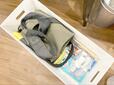 【山崎実業 tower 蓋付き収納ボックスワゴン】追加ボックス（容量約6L）には文房具のストックや外出時のサコッシュなどを入れました◎