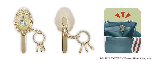 【ピーターラビット】「キーリング付きクリップ」1,290円、サイズ(約)：H80×W35mm／額縁のデザインが高級感たっぷり