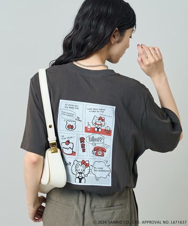 【サンリオ×FREAK'S STORE】“HELLO KITTY”目隠し コミックプリントTシャツ ¥5,995/アメコミ風のデザイン