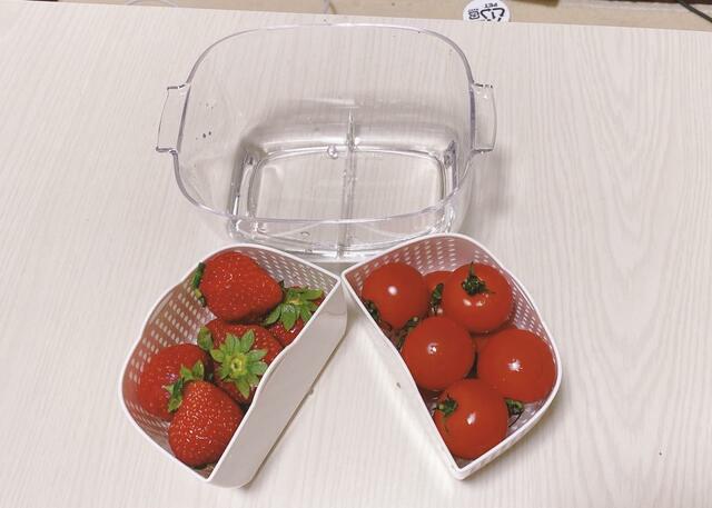 【ニトリ フレッシュキーパークラリー】仕切りを出して水を切ってから入れるのもOK！