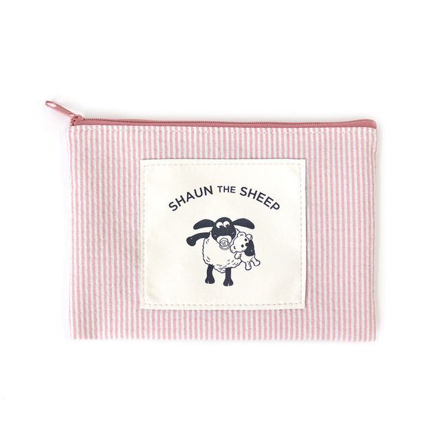 【ひつじのショーン】ストライプポーチ(ピンク)　1,540円（税込）