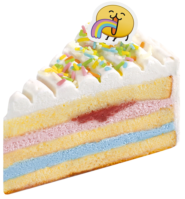 「えもじの子（コラボ） レインボーケーキ」  税込594円【不二家×「えもじの子（仮）」コラボレーション商品】