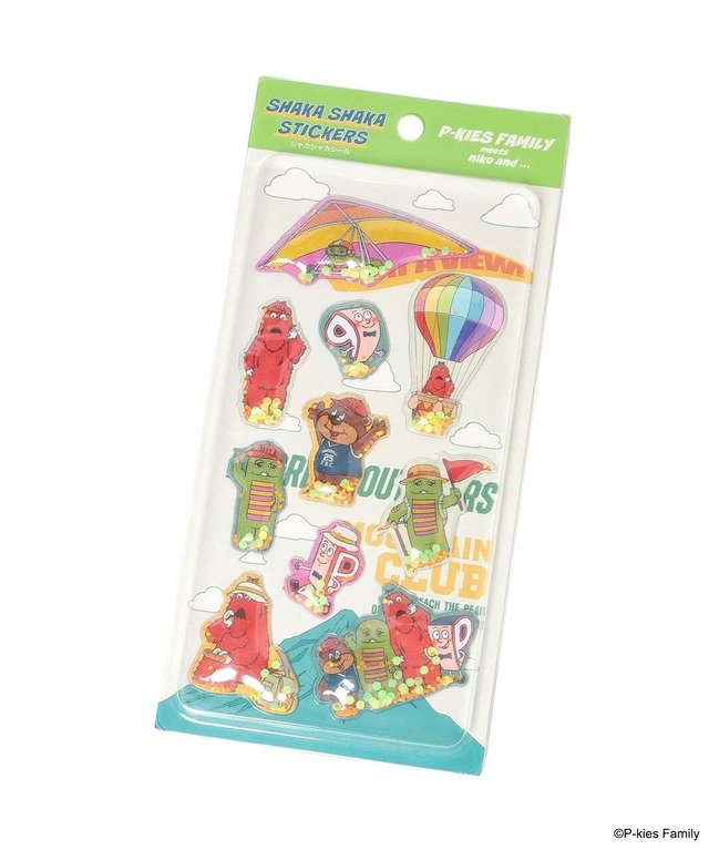 【「niko and ...」×「P-kies Family」】「立体シール」660円／ラメ入りのシャカシャカデザイン