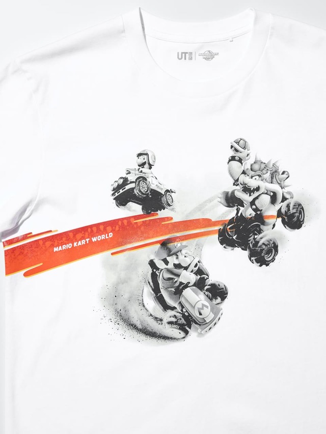 【ユニクロ】「マリオカートワールド UT」XS~4XL 1,990円/ダイナミックなレースの臨場感と、個性豊かなキャラクターの魅力を余すところなくデザイン