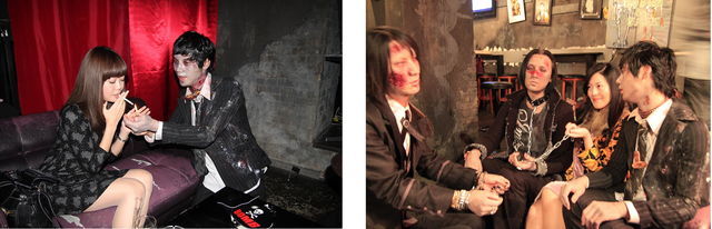 左）タバコに火もつけられる   右）ゾンビハーレム 