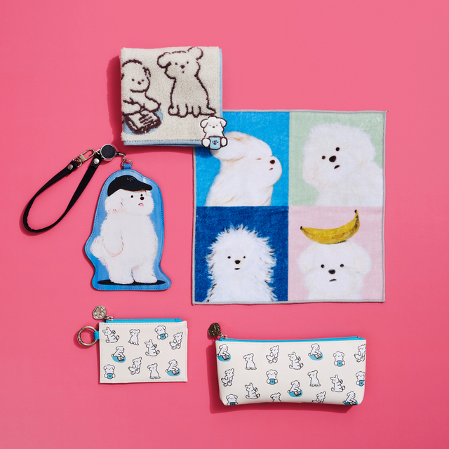 ジャカードミニタオル 990円、プリントミニタオル 880円、リール付きパスケース 2,970円、カードケース 2,970円、ペンケース 2,420円