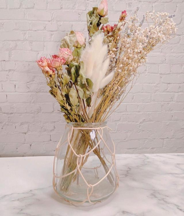 【ナチュラルキッチン】柳編みガラスフラワーベースシンプル／税込330円