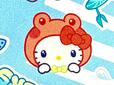 キティちゃんも持つろん登場。赤のカエルに扮しています