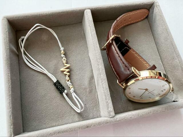 【セリア ベロア調アクセサリー収納ケース】時計やブレスレットの収納にもぴったり！