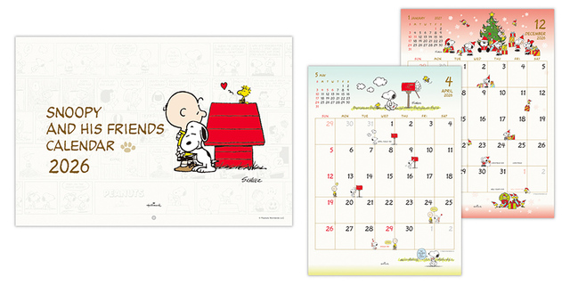 【PEANUTS 2026カレンダー＆ダイアリー】二つ折りカレンダー小：1,265円（税込）