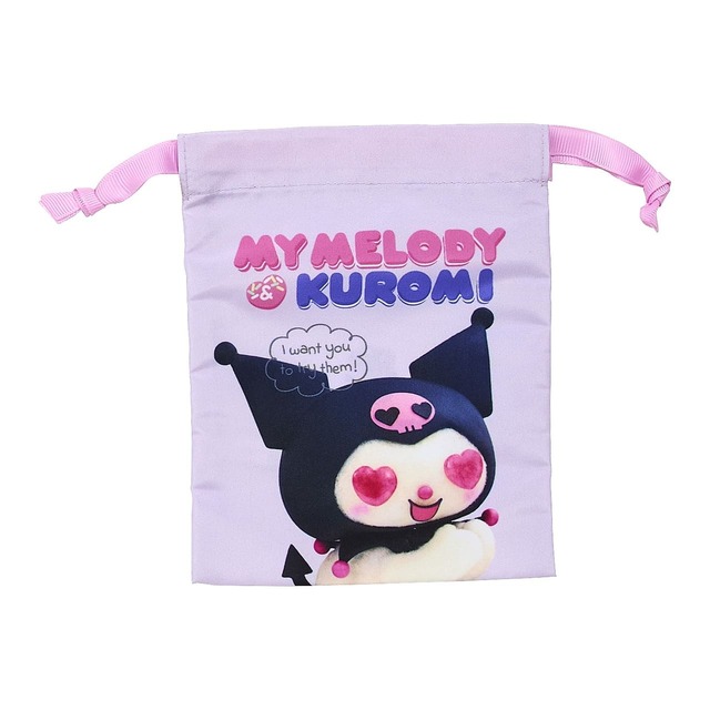 【マイメロディ＆クロミ】「巾着3枚セット」1,793円／マイメロディ、クロミ、マイスウィートピアノの3デザイン
